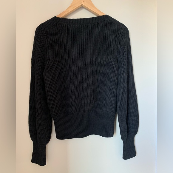 H&M Bell Sleeve Knit Crew Neck Sweater Black - Picture 3 of 4